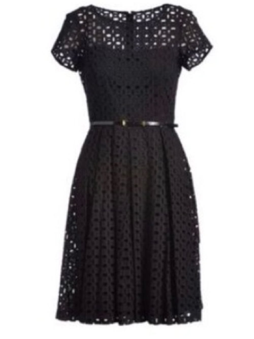 Ellen Tracy Black Eyelet Fit & Flare Dress
